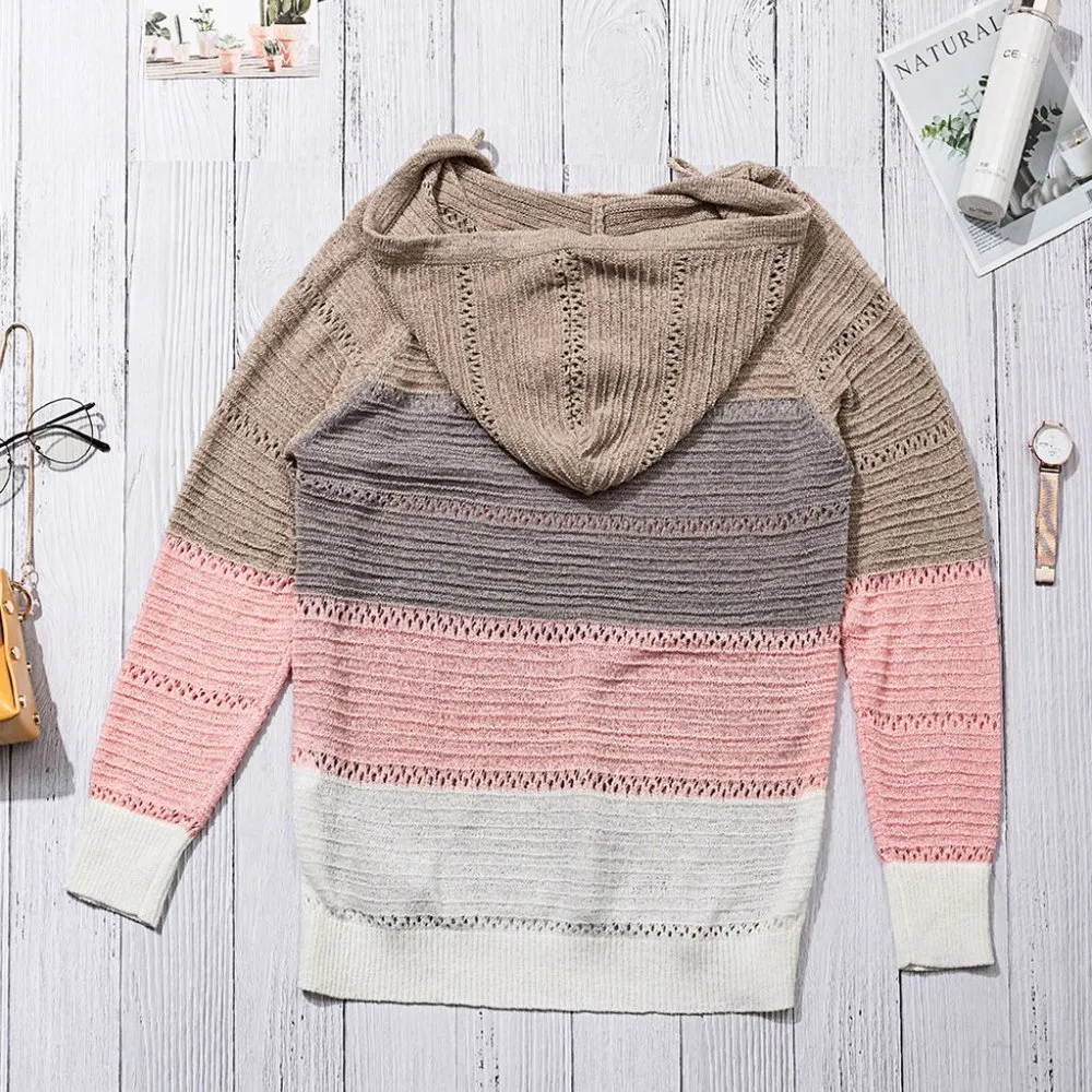 MULTI COLOR LIGHTWEIGHT CLASSIC CHIC KNIT HOODIE Size undefined - Image 8