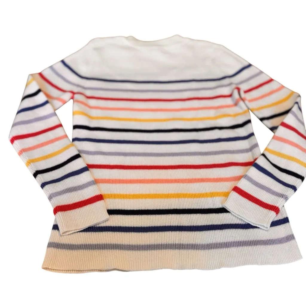 GAP 100% Cotton Rainbow Stripe Crewneck Sweater Women’s L Pride Colors in EUC - Image 9