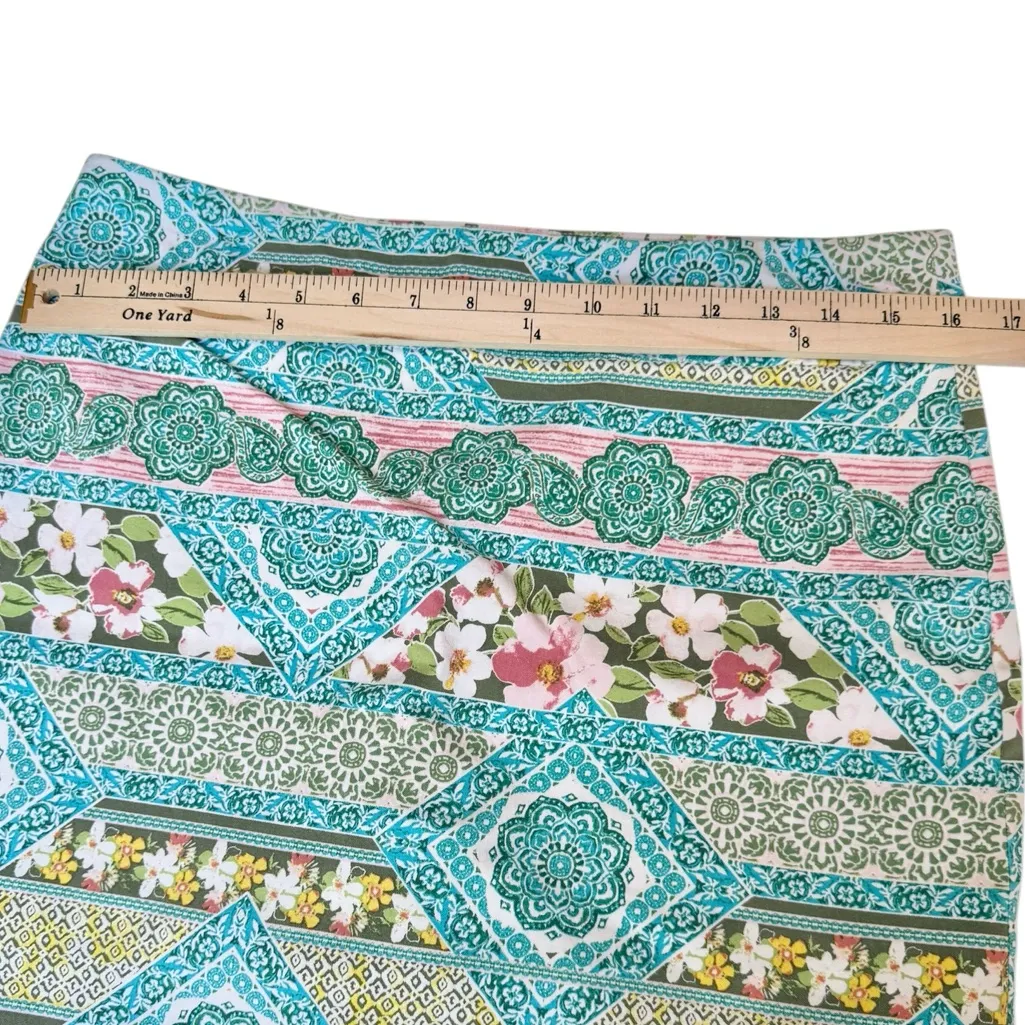 Versona Floral Geometric Pull On Stretchy Multicolor Skort Preppy Size 12 - Image 8