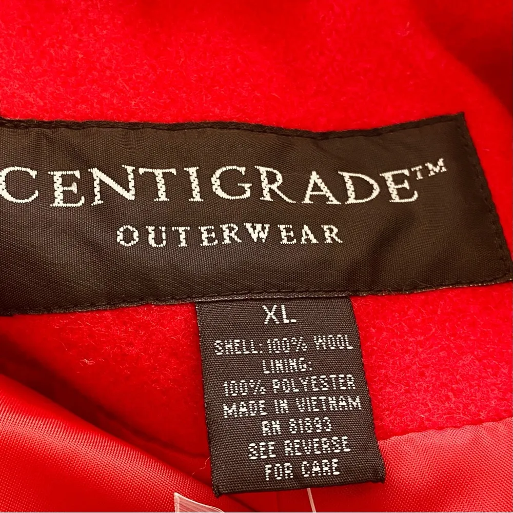 Centigrade Outerwear Red Wool Button Front Winter Coat Size XL - Image 14