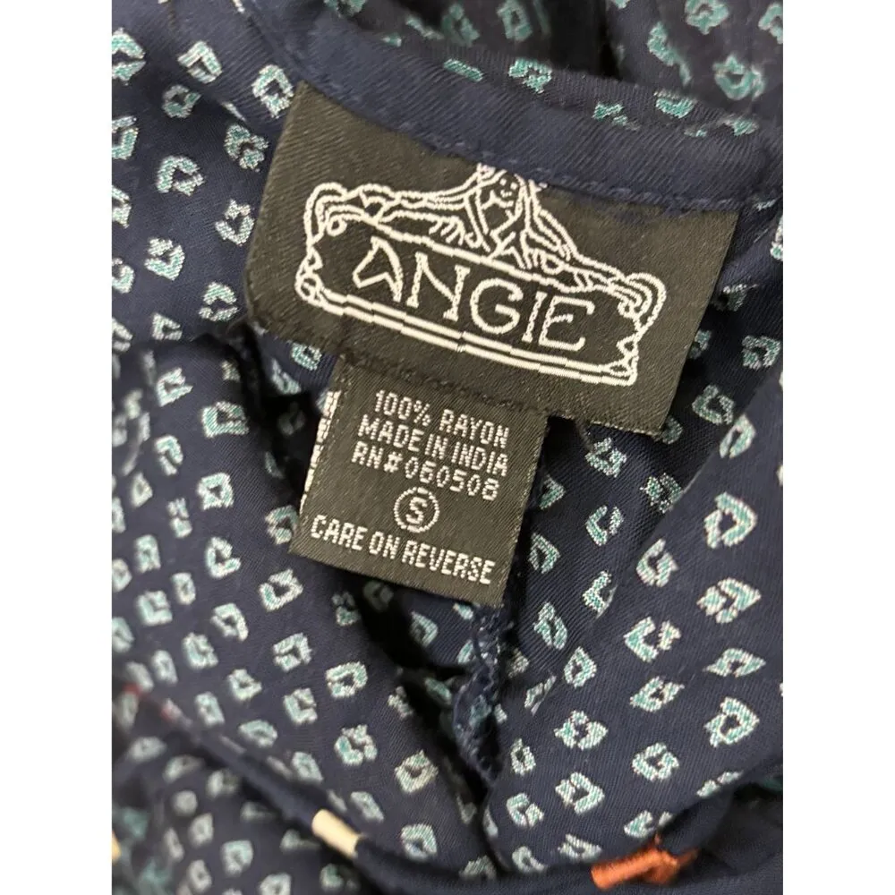 Angie Bohemian Embroidered Maxi Dress Sz Small Spaghetti Straps & Smocked Back - Image 11