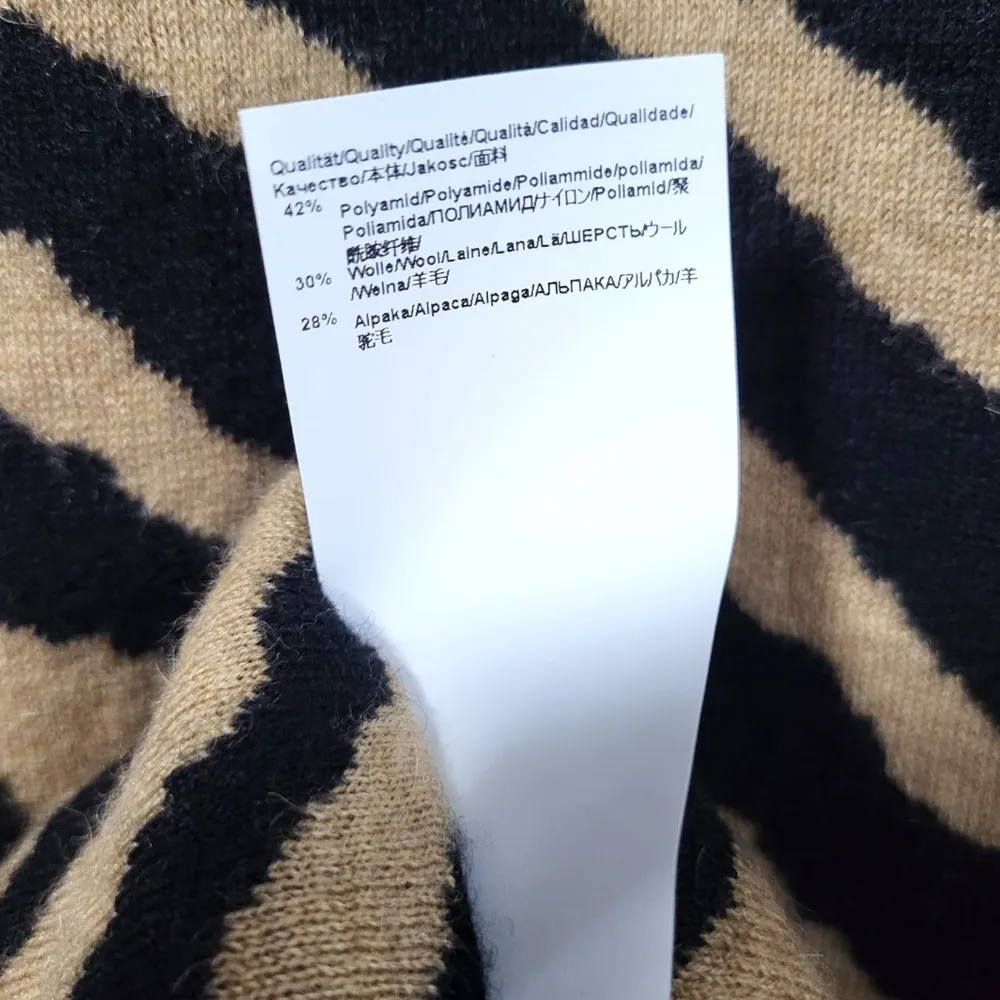 BOSS Hugo Boss Fadrella Wool/Alpaca Blend Chevron Sweater Dress in Brown/Black - Image 14