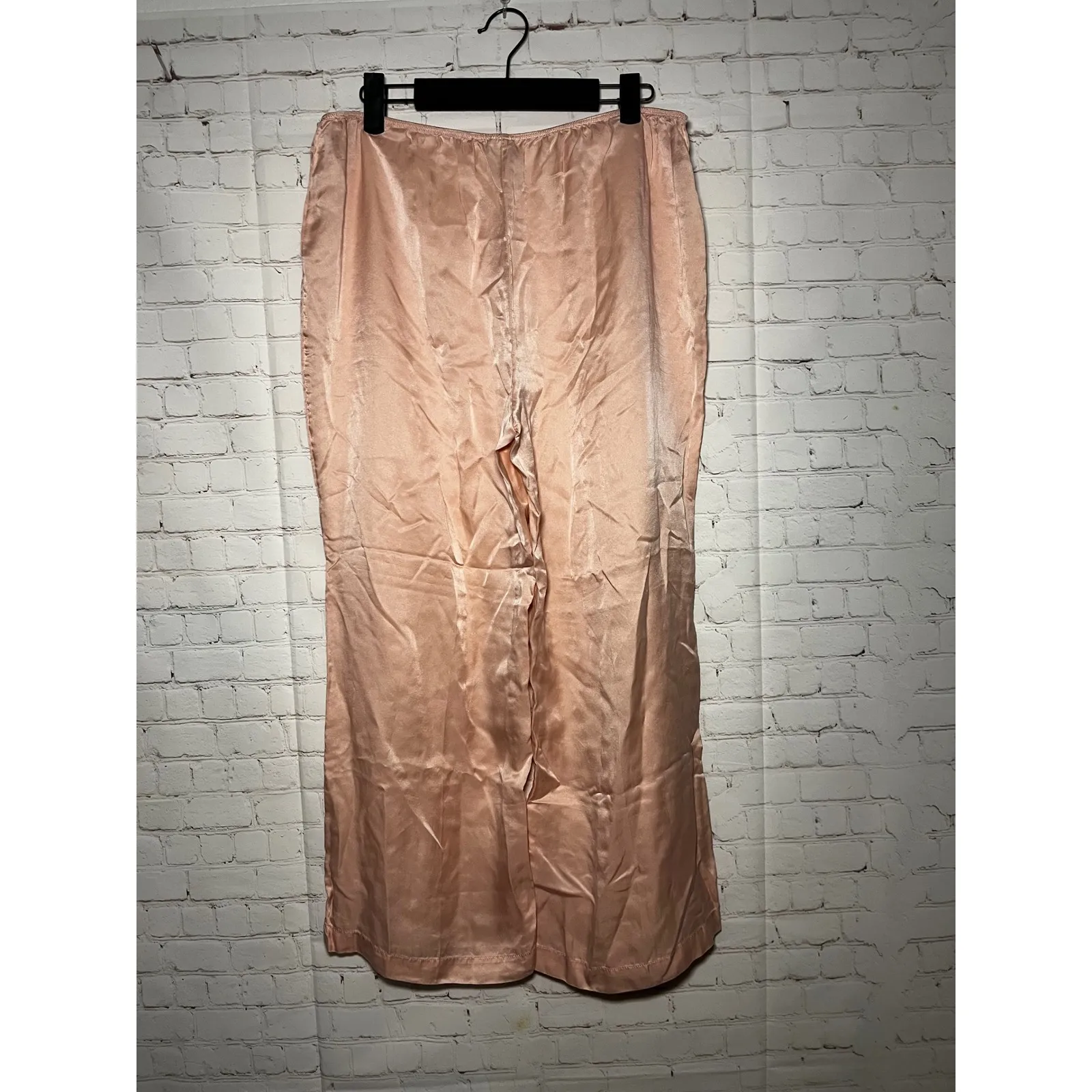 Vintage Y2K 100% Silk Blush Pants Minimalist Balletcore Wide Leg Trousers Large Pink - Image 3