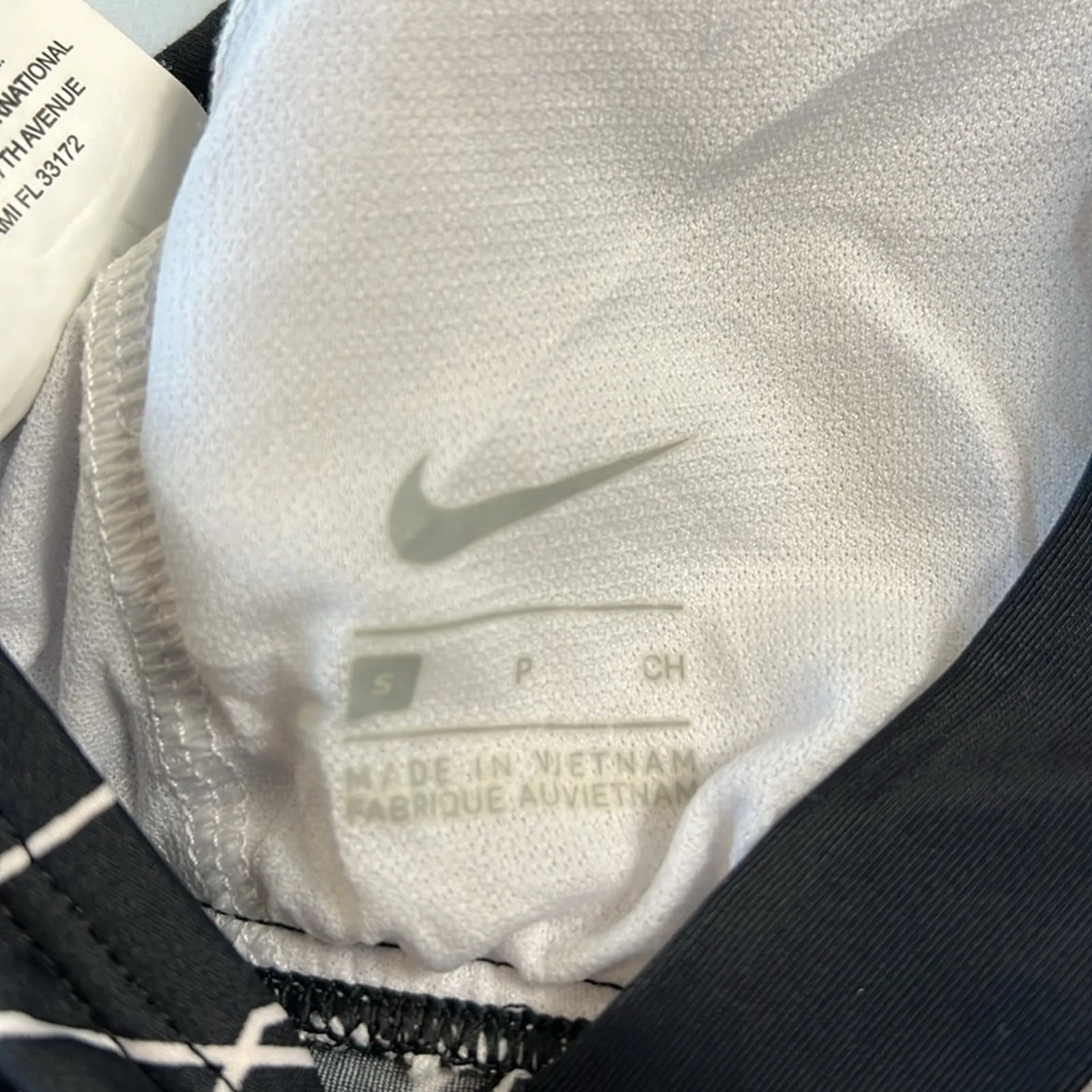 Nike Women's Small Swim Suit Geometric Design Tankini Black Cross Back Top - Image 4