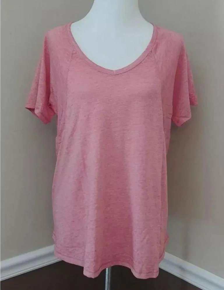 NEW Allison Brittney Short Sleeve Peach Pink Oversized Burnout Tee Womens Small - Image 2
