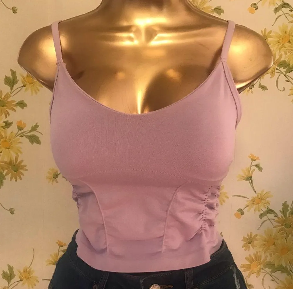 NWOT  Good Karma Ruched Crop Tank spring blossom size XS/S - Image 2