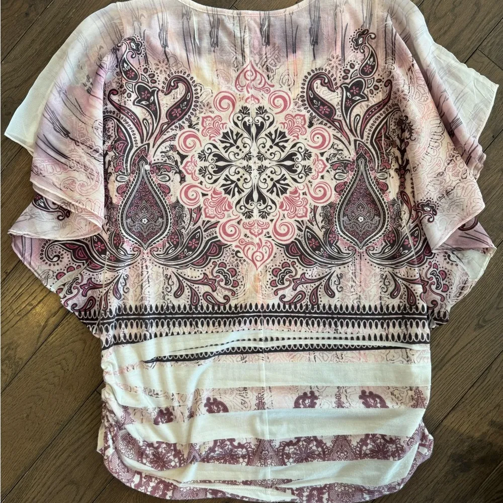 Women's Pink Paisley Top Size M - Image 4