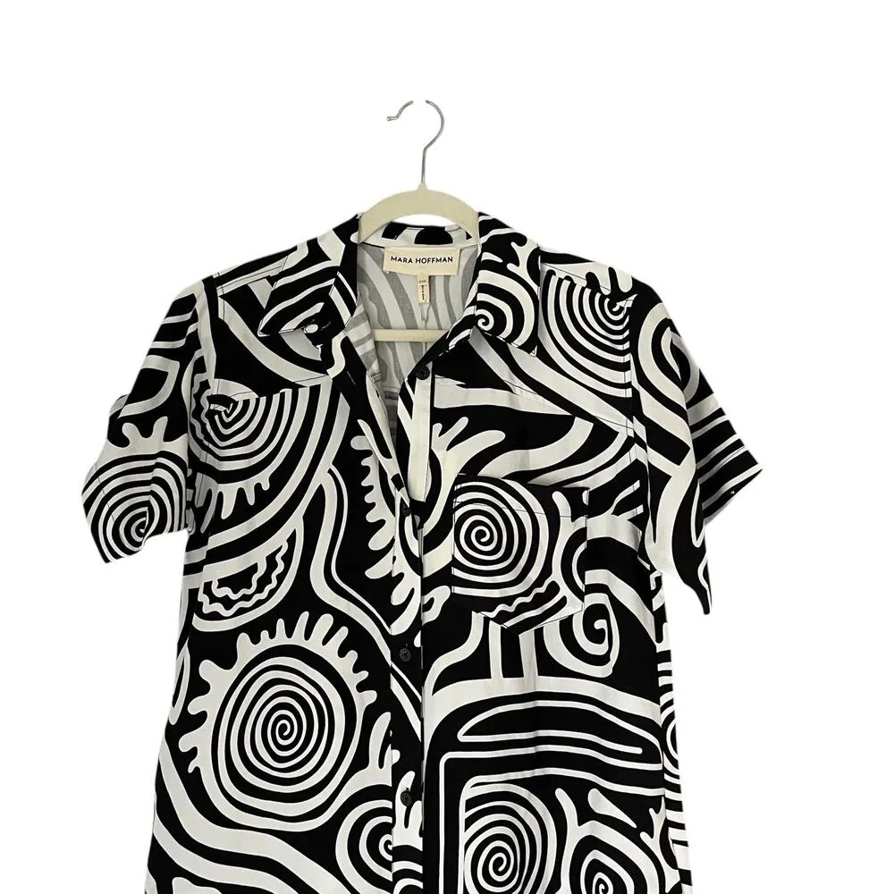 Mara Hoffman Abbie kaftan Shirt dress Sz XXS Linen Blend Cover Up Lagenlook - Image 5