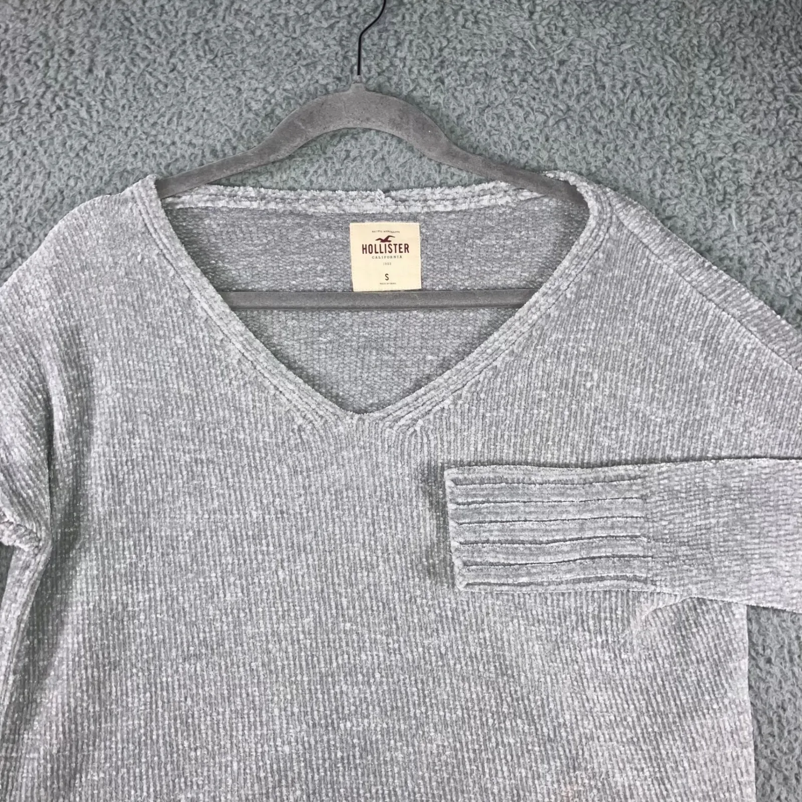 Hollister Chenille Sweater Women Small Oversized V Neck Chunky Soft Cozy - Image 2