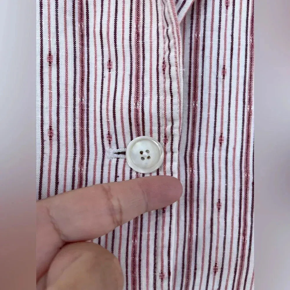 ATM Anthony Thomas Melillo Textured Linen Striped Schoolboy Blazer size 6 Red - Image 7