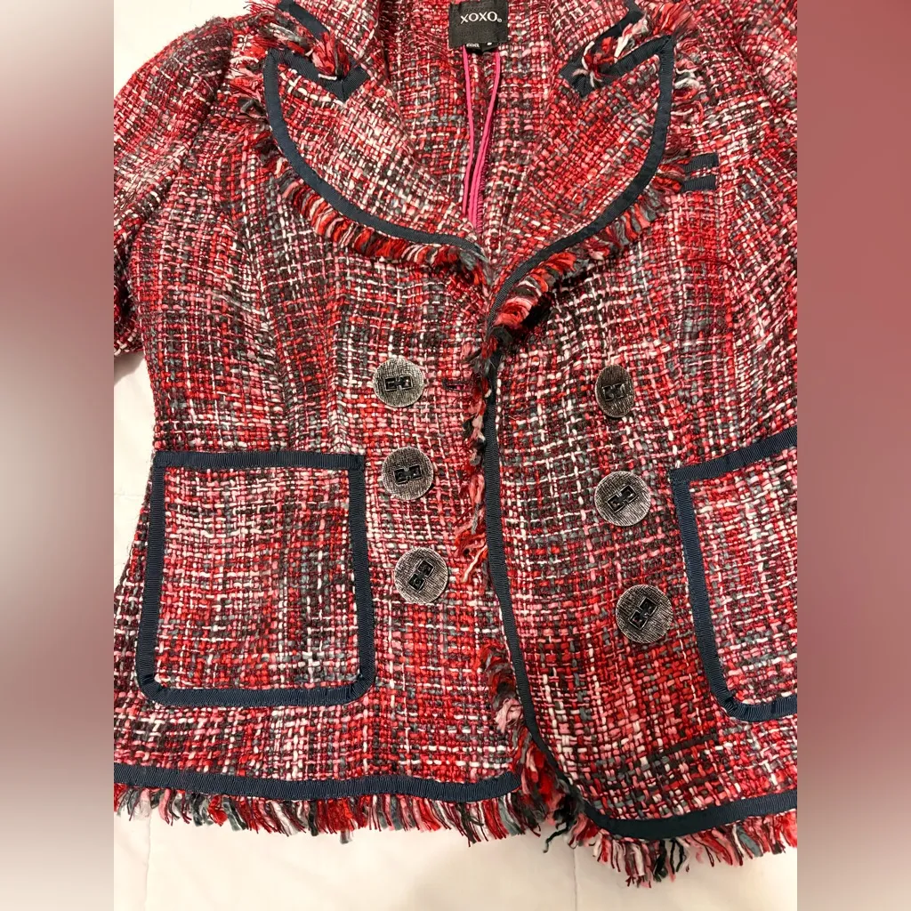 XOXO  Red and Black Tweed Blazer - Image 2
