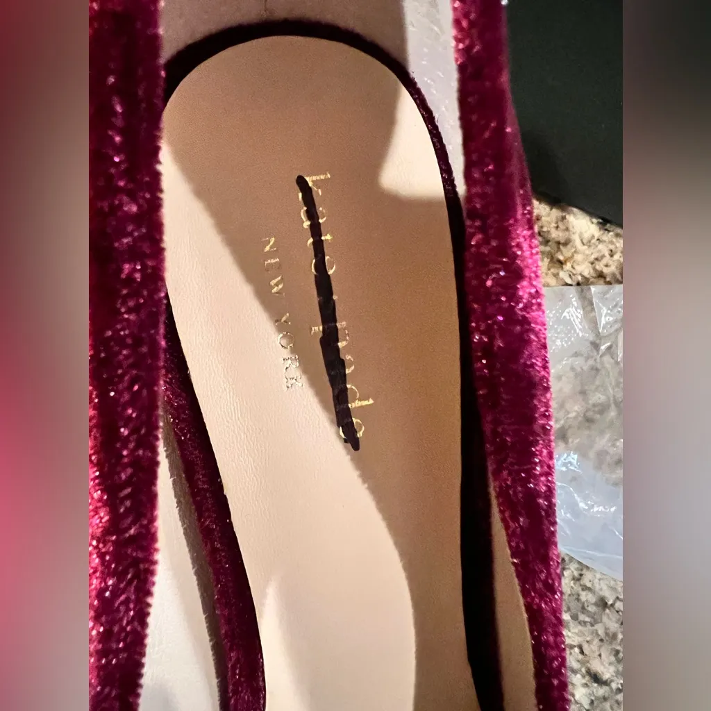 Kate Spade New York Sybil Velvet Pumps Burgundy Gold Crystal Heel Size 8 NIB - Image 11