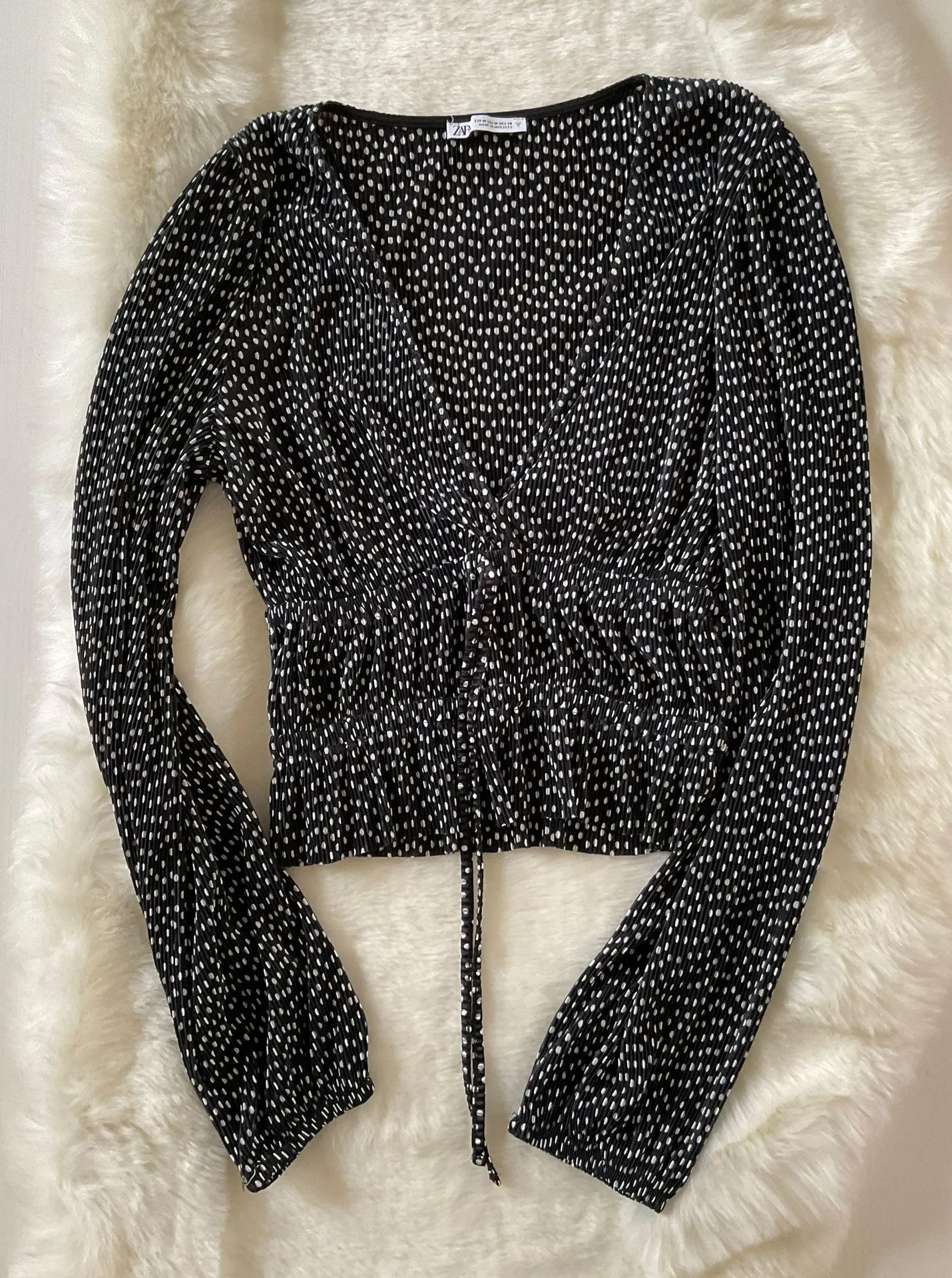 ZARA Polka Dot Pleated Blouse - Image 3