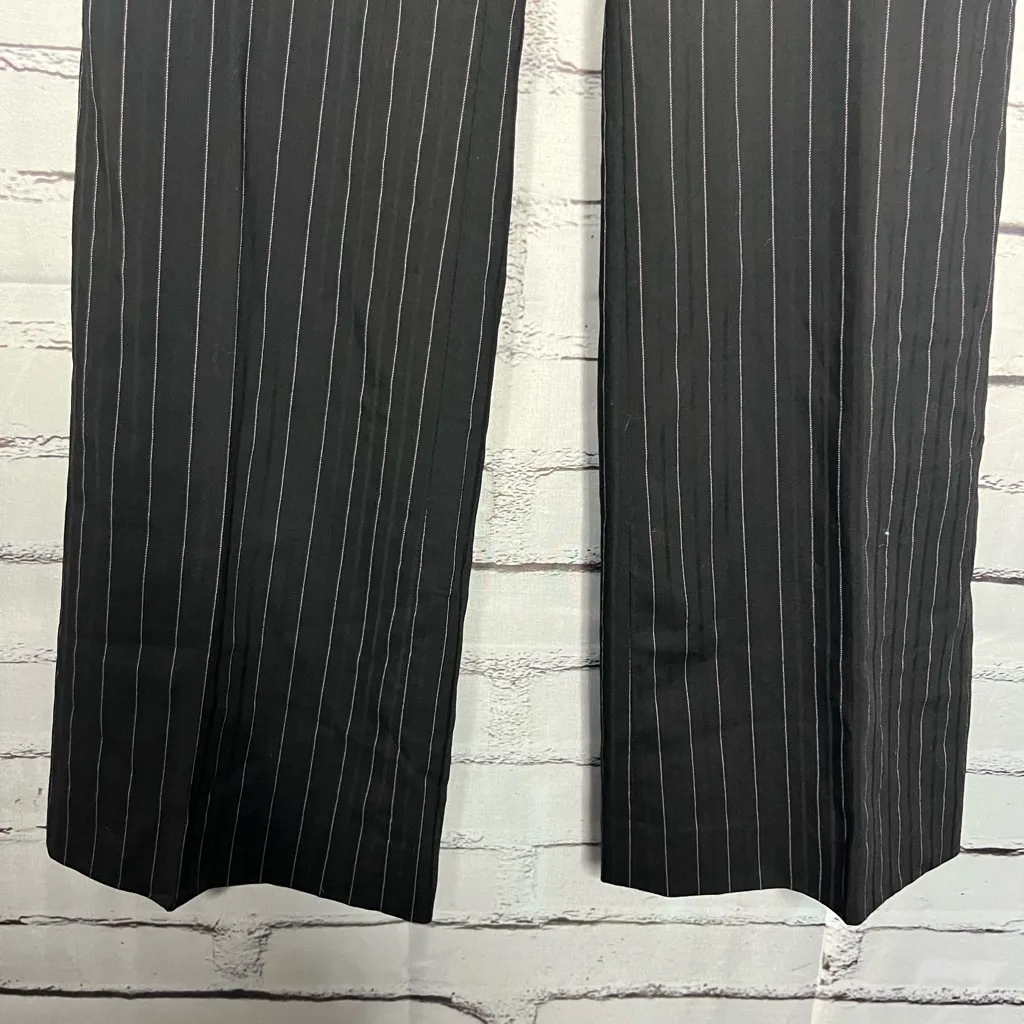 Ann Taylor Y2K Black Wide Leg Pinstripe Retro Pants Baggy SZ 4 High Rise Casual - Image 4