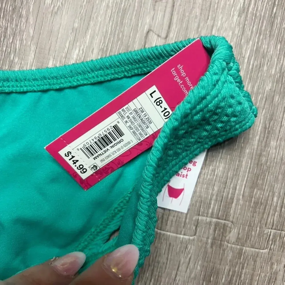 NWT Xhilaration Juniors Green High Leg Bikini‎ Bottom Size Large - Image 2