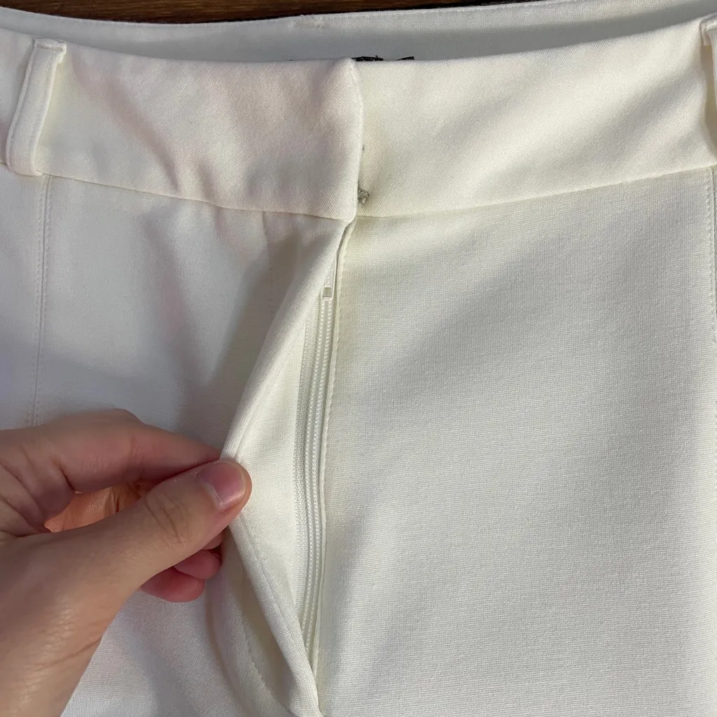 J. McLaughlin Deanne Split-Front Hem Ivory Knit Trouser Pants - Sz 10 💚🎀 - Image 12