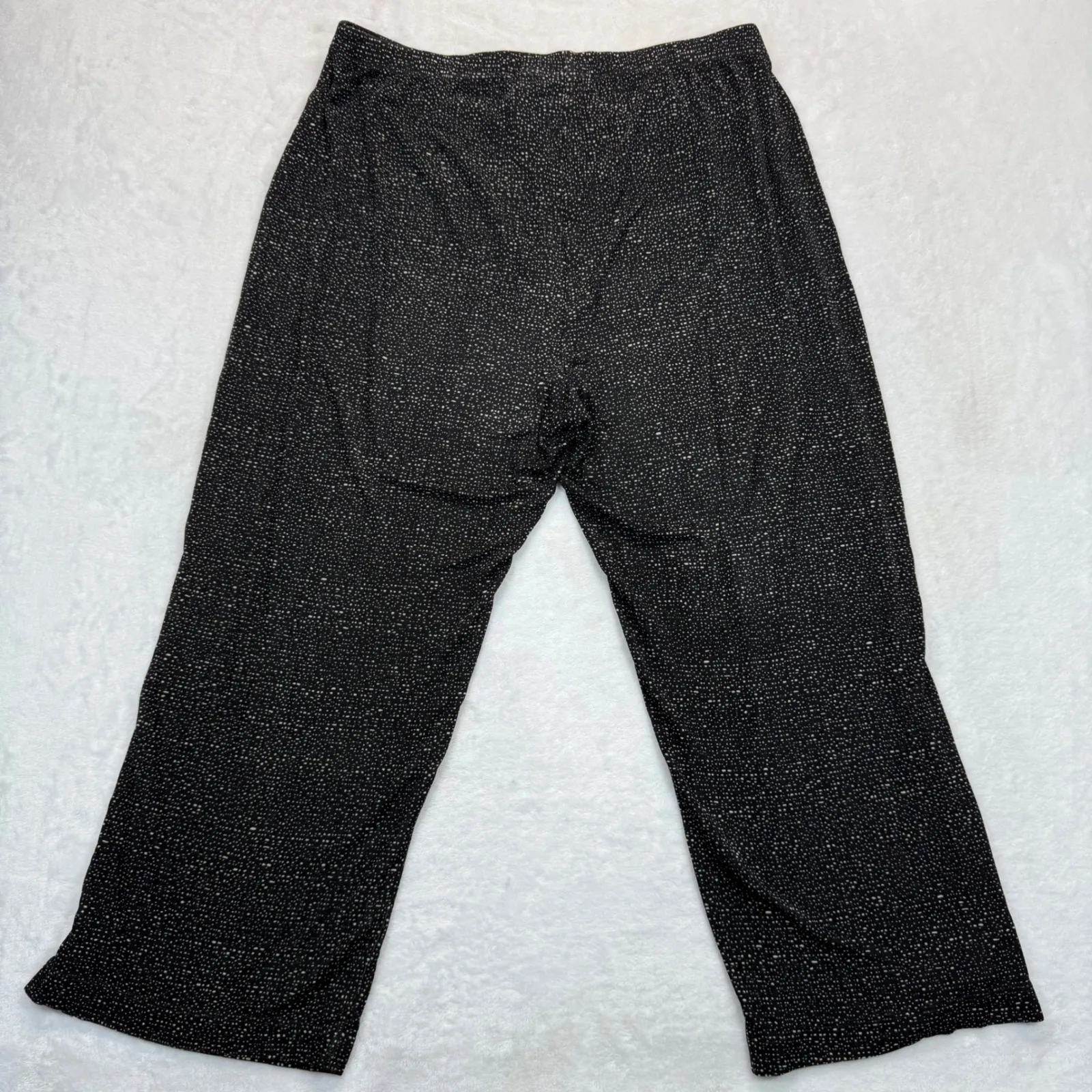 Chico's Travelers Pants Wide‎ Leg Cropped Black Beige Speckled Size 2 US L - Image 7