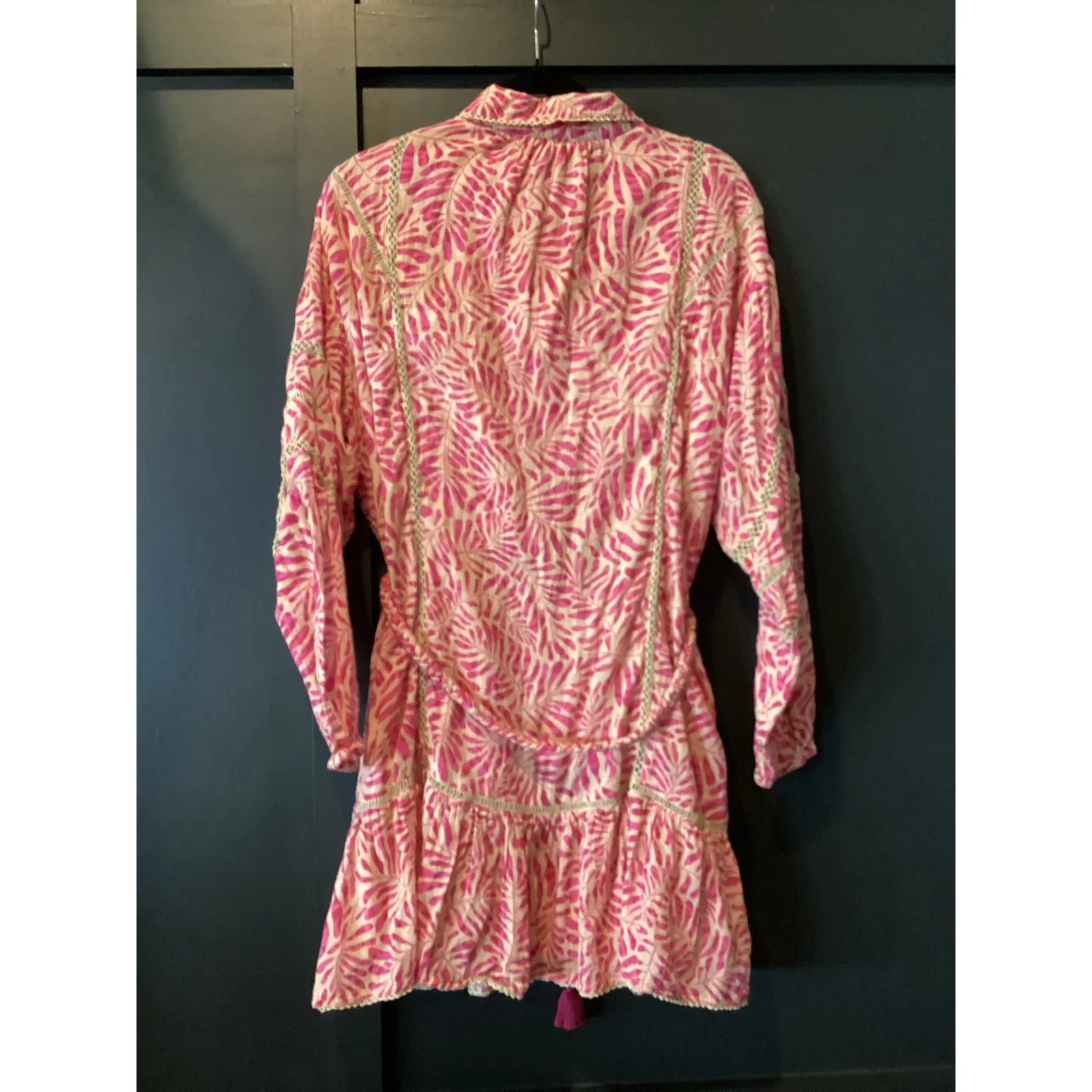 ALLISON New York NATASHA Cotton MINI DRESS PINK PALMS size M Size M - Image 3