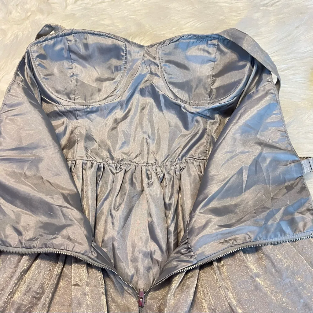 Forever 21 Metallic Silver Dress Size Large Party New Years Hoco Retro - Image 10