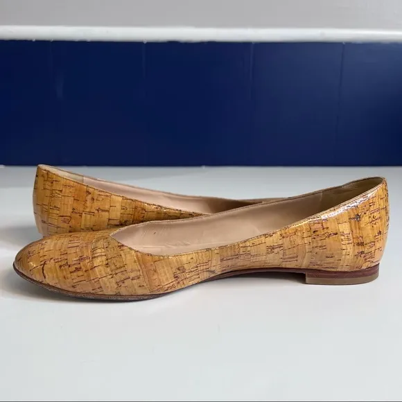 Manolo Blahnik Tan‎ Cork Ballet Flats Size 10.5 - Image 4