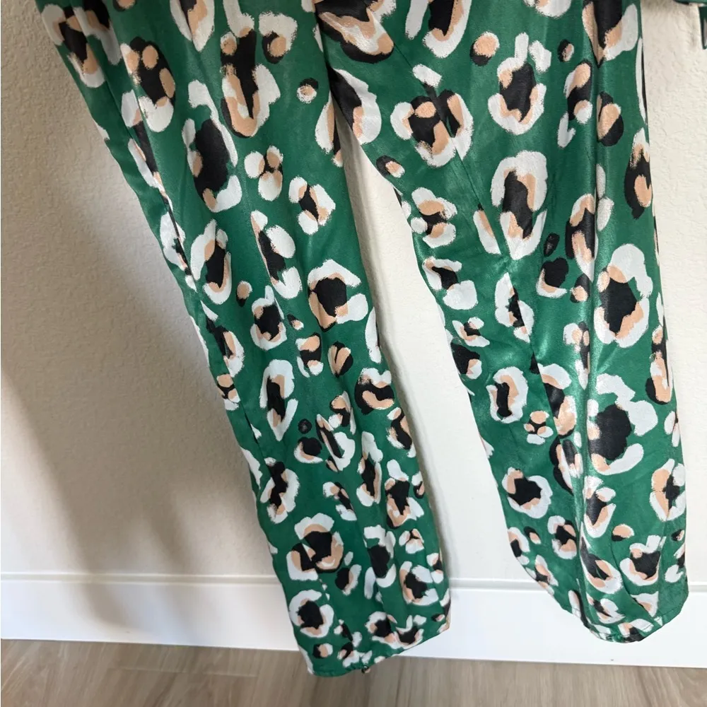 House of Harlow 1960 X Revolve Rudy Belted Jumpsuit Green Leopard Print XS - Image 8