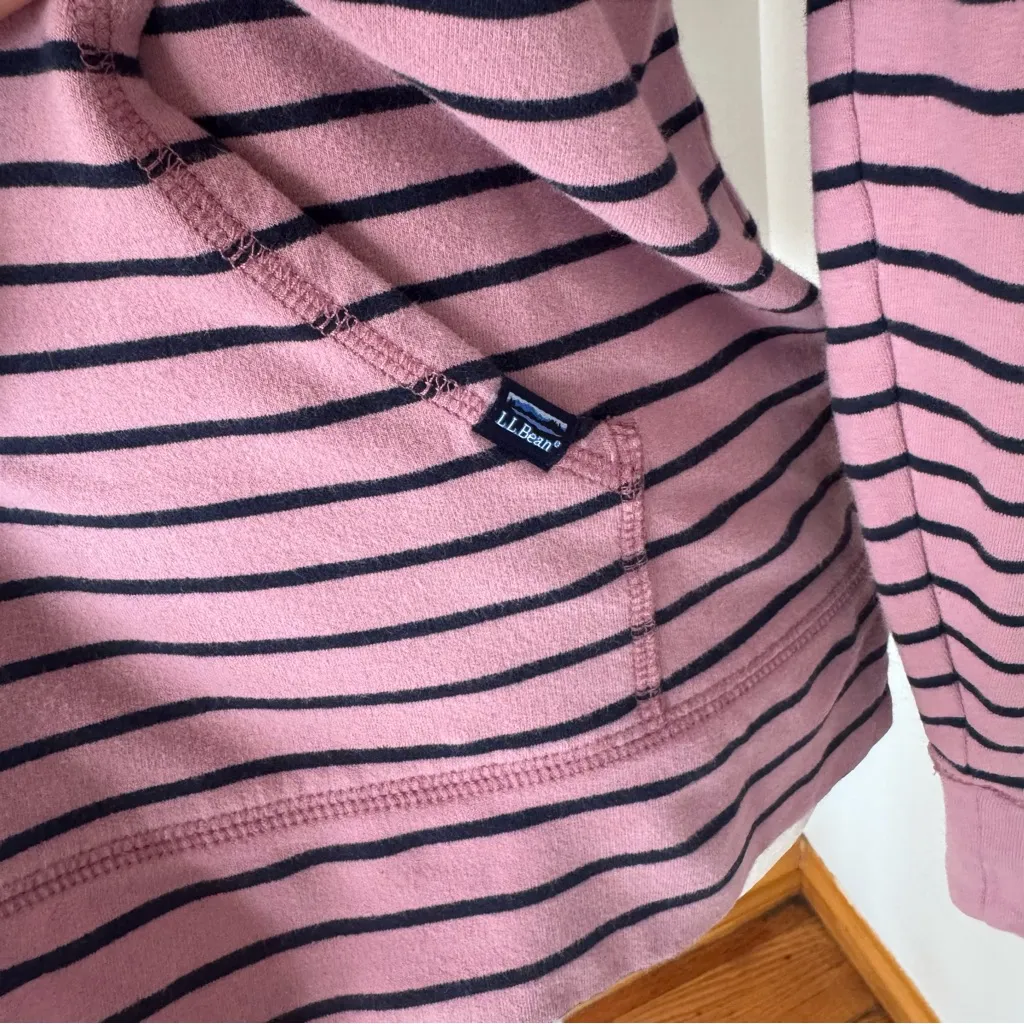 L.L. Bean Pink and Navy Striped Pullover Size Small Reg - Image 3