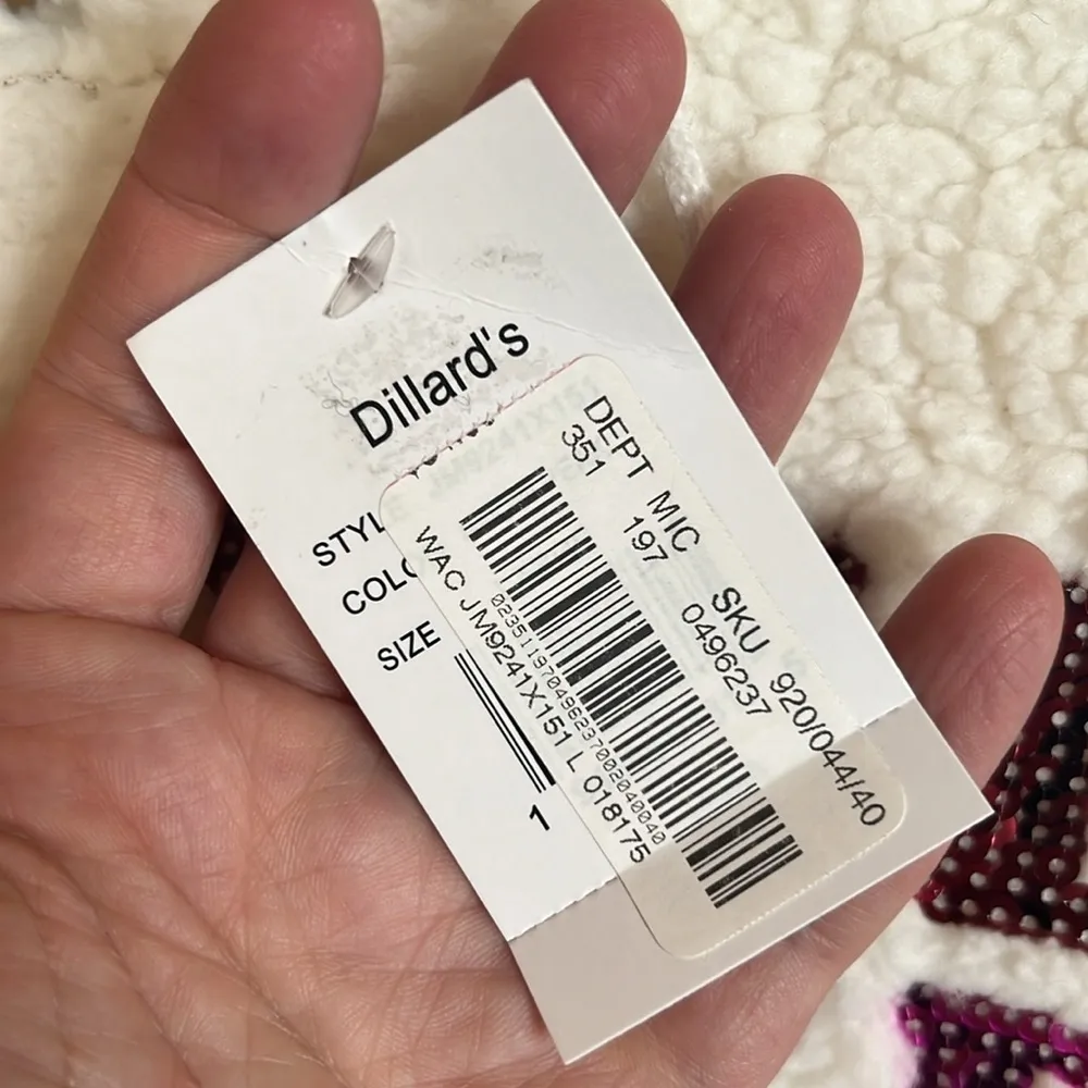 Miss Chievous Multi Color Blessed Cream Faux Sherpa Sweatshirt Hoodie Size Large - Image 7