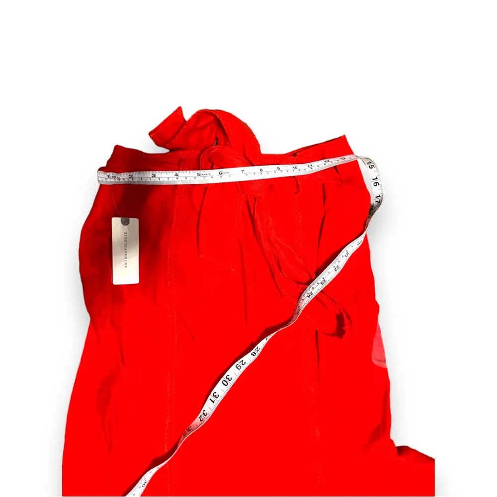 Holding Horses Anthropologie Red Linen Midi Ruffle Wrap Skirt SZ 0 - Image 9