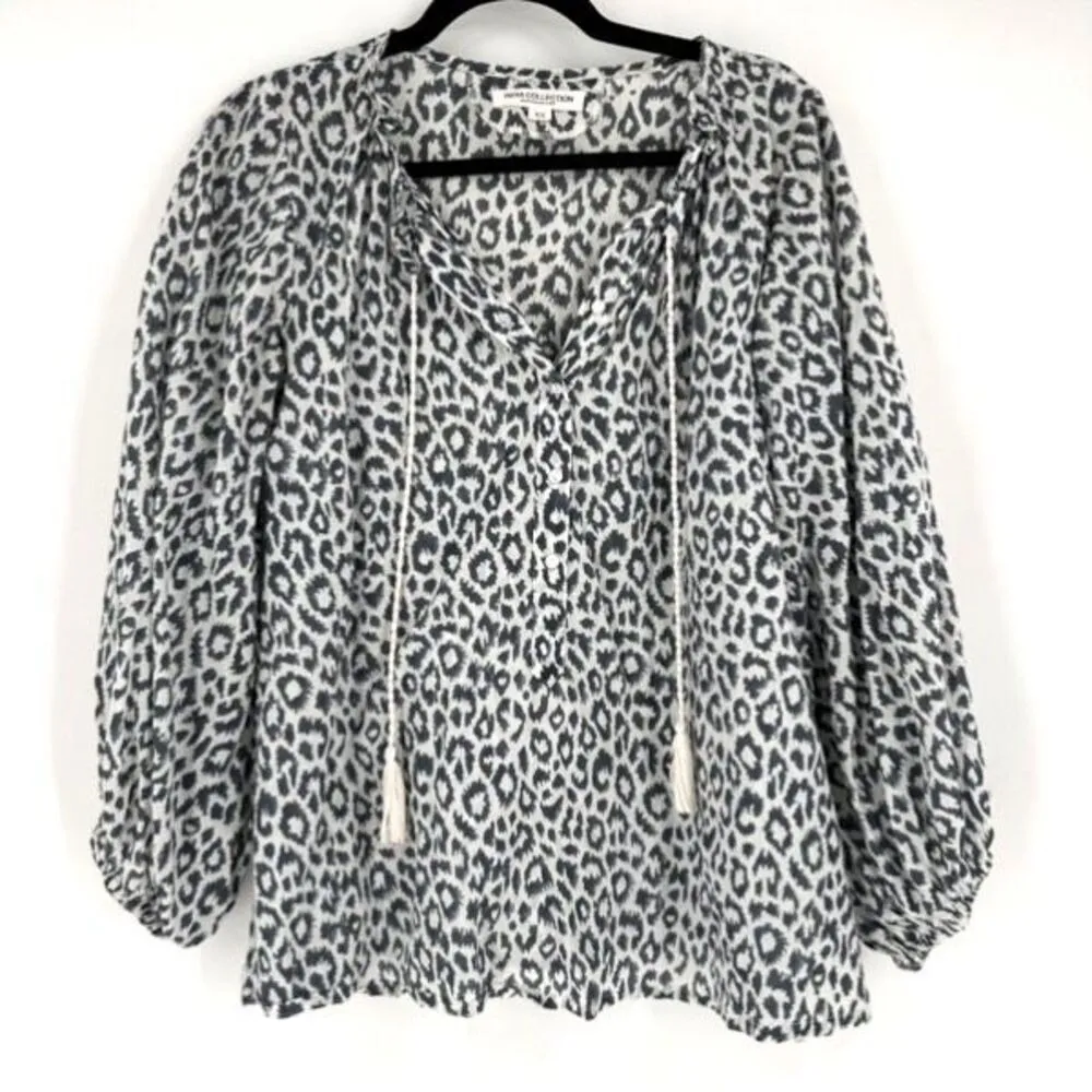 Emerson Fry India‎ Collection Bardot Womens Organic Leopard Top Charcoal Size XS Gray - Image 2