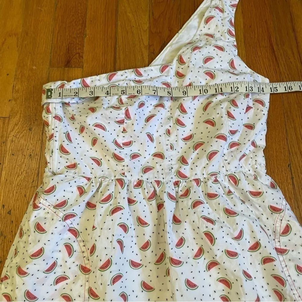 Anthropologie HD In Paris One Shoulder White Watermelon Print Dress Size 6 - Image 4