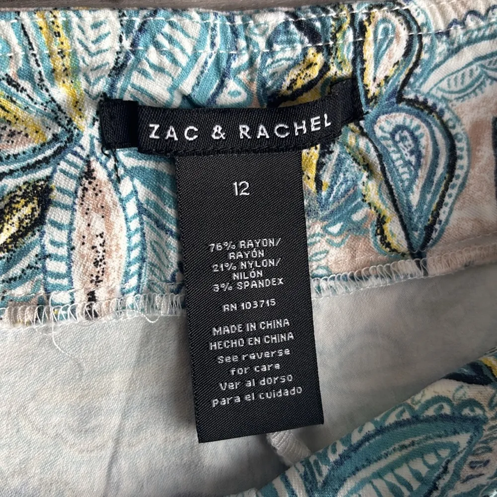 Zac & Rachel Blue and Yellow Flat Front spandex Shorts Size 12 - Image 2