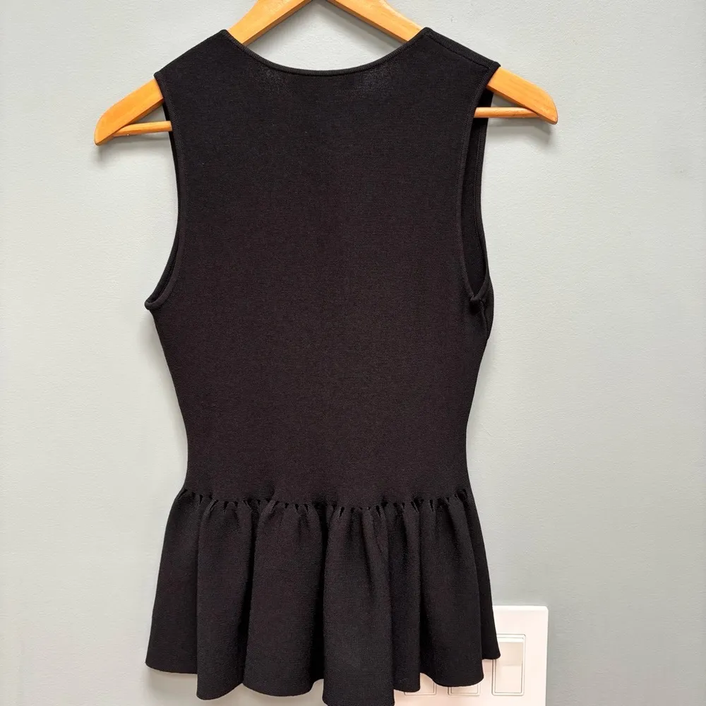 Jonathan Simkhai Sleeveless Knit Peplum Top Black S - Image 6