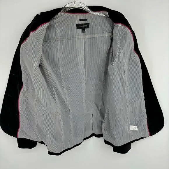 Talbots Aberdeen Black Velvet‎ Two Button Cocktail Blazer Size 8 - Image 8