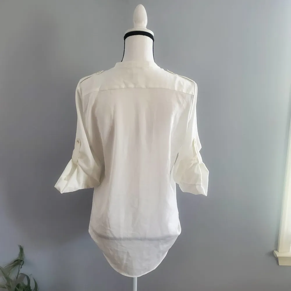 Calvin Klein White Button-Down Shirt Top S - Image 2