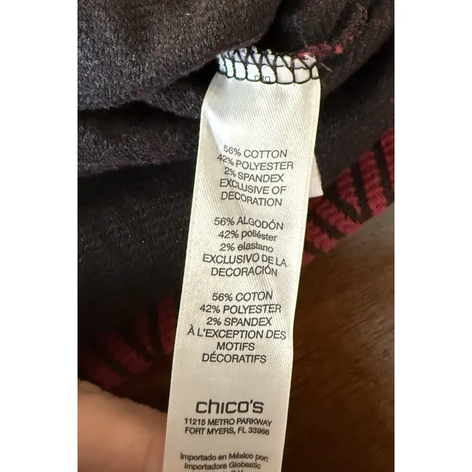 Chicos 3 US XL Burgundy Striped Knit Sweater‎ Preppy Career Going Out Travel - Image 6