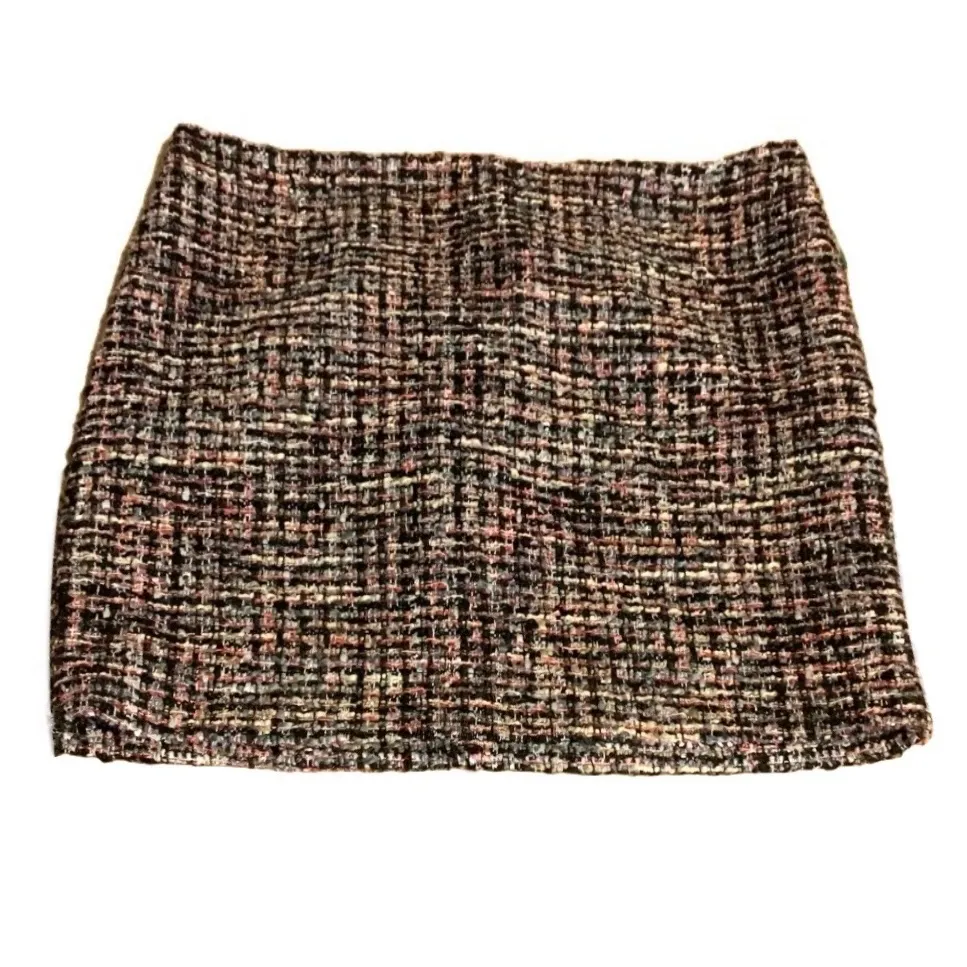 WHITE HOUSE BLACK MARKET PINK & GRAY EYELASH FRINGE TWEED SKIRT (8) - Image 7