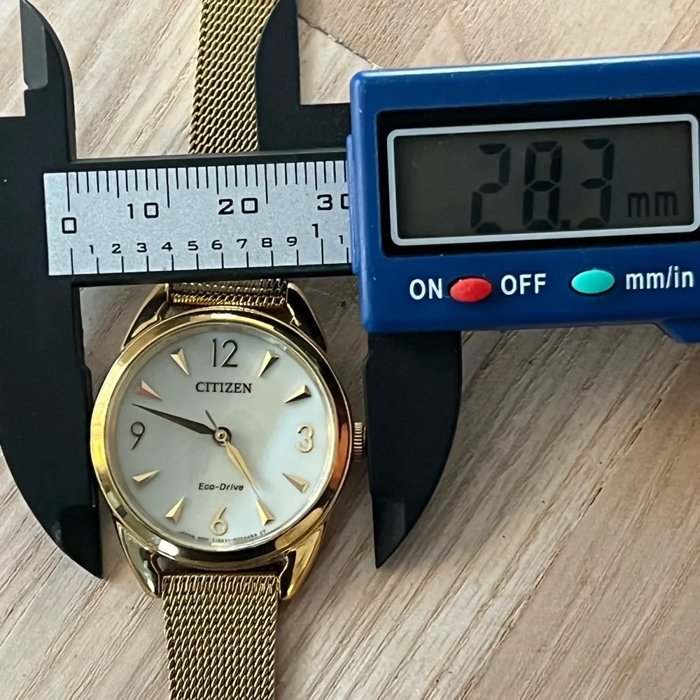 Citizen Eco-Drive Solar Ladies Watch Pearl White Dial Gold Tone Mesh Bracelet - Image 13