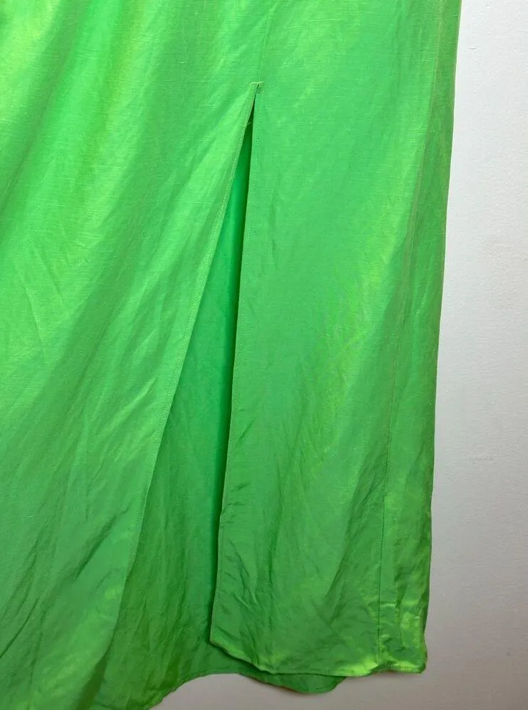 & Other Stories & Other Stories Women's Size 4 Green Midi Skirt Side Slit Elastic Waist NWT - Image 6