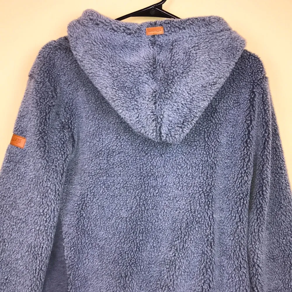 Wanakome Canada Women’s Blue Fleece Teddy Asymmetrical Zipper Jacket - Image 12