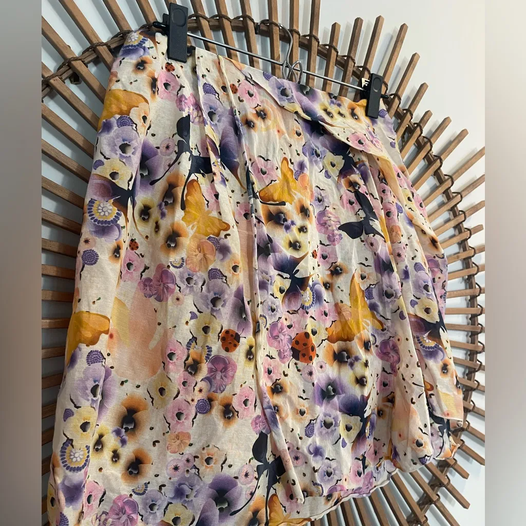 Sonia Rykel Layered Floral Mini Skirt Butterfly & Floral Motif Fairy Ethereal Purple Size 6 - Image 7