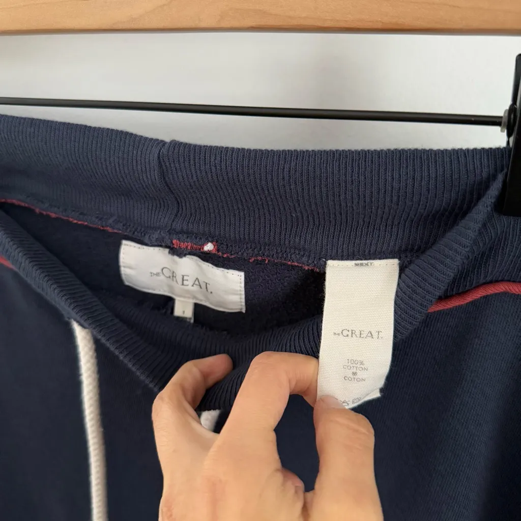 The Great. 1 Small Cropped Sweatpant Navy Joggers Lagenlook Lounge Comfy Varsity Blue - Image 5