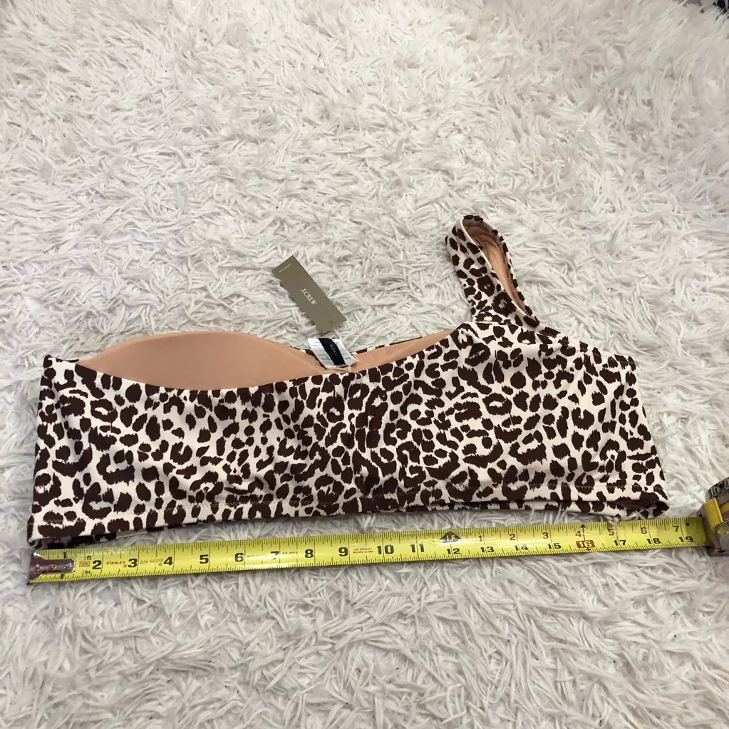 J Crew One Shoulder Animal‎ Cheetah Print Brown Cream Size 2X - Image 4