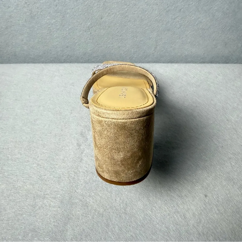 Lisa Vicky Women’s Mood Pavé Block Heel Slide Sandal in Tan and Silver size 7M - Image 6