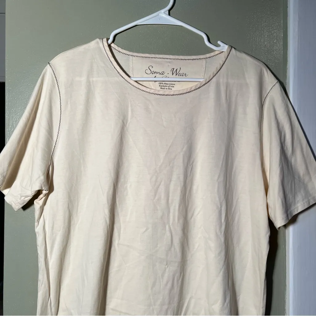 Soma Wear by Chico’s Short Sleeve Top Eggnog White Pima Cotton 2 - Image 2