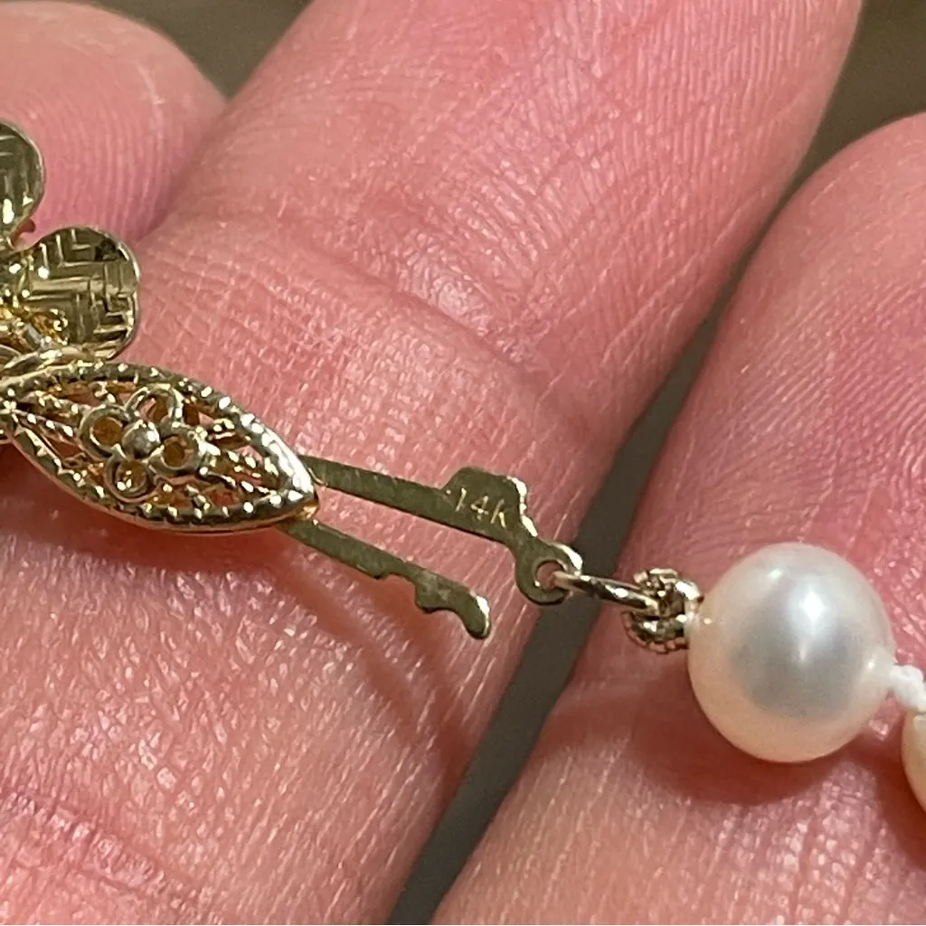 Genuine Natural Pearl Strand Bracelet with 14K Yellow Gold Clasp White - Image 4