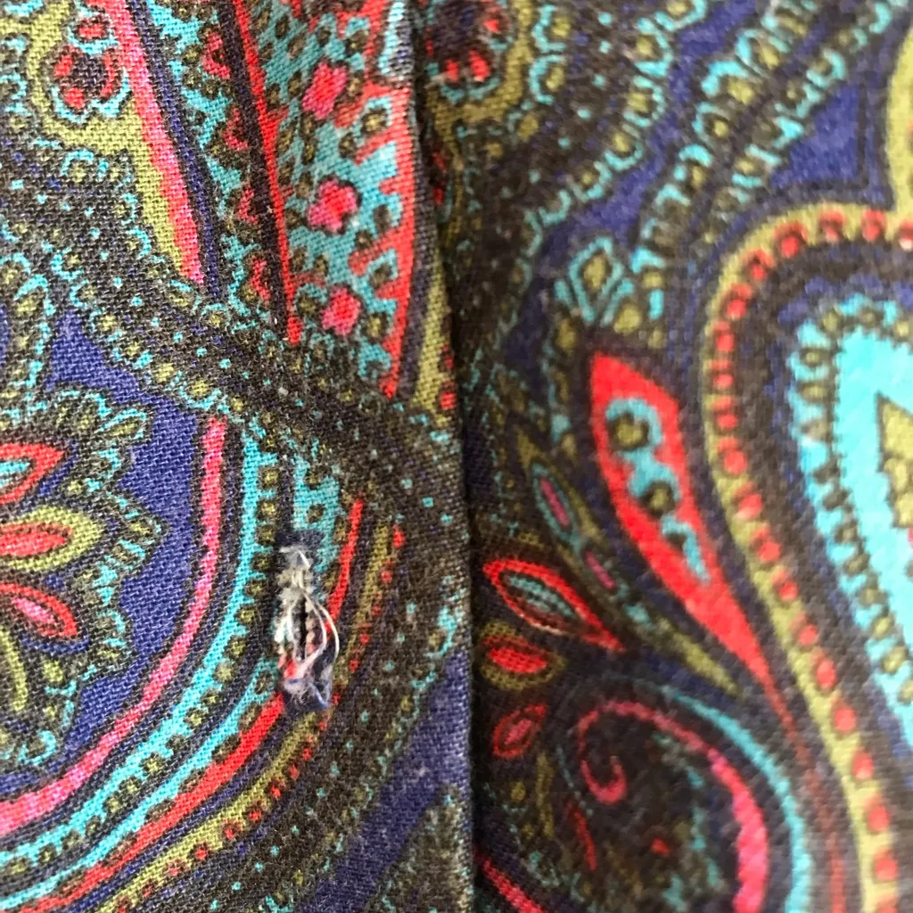 Bedford Fair Women's S Vintage 90s Elastic Blue Paisley Collar Midi Dress AS IS - Image 5