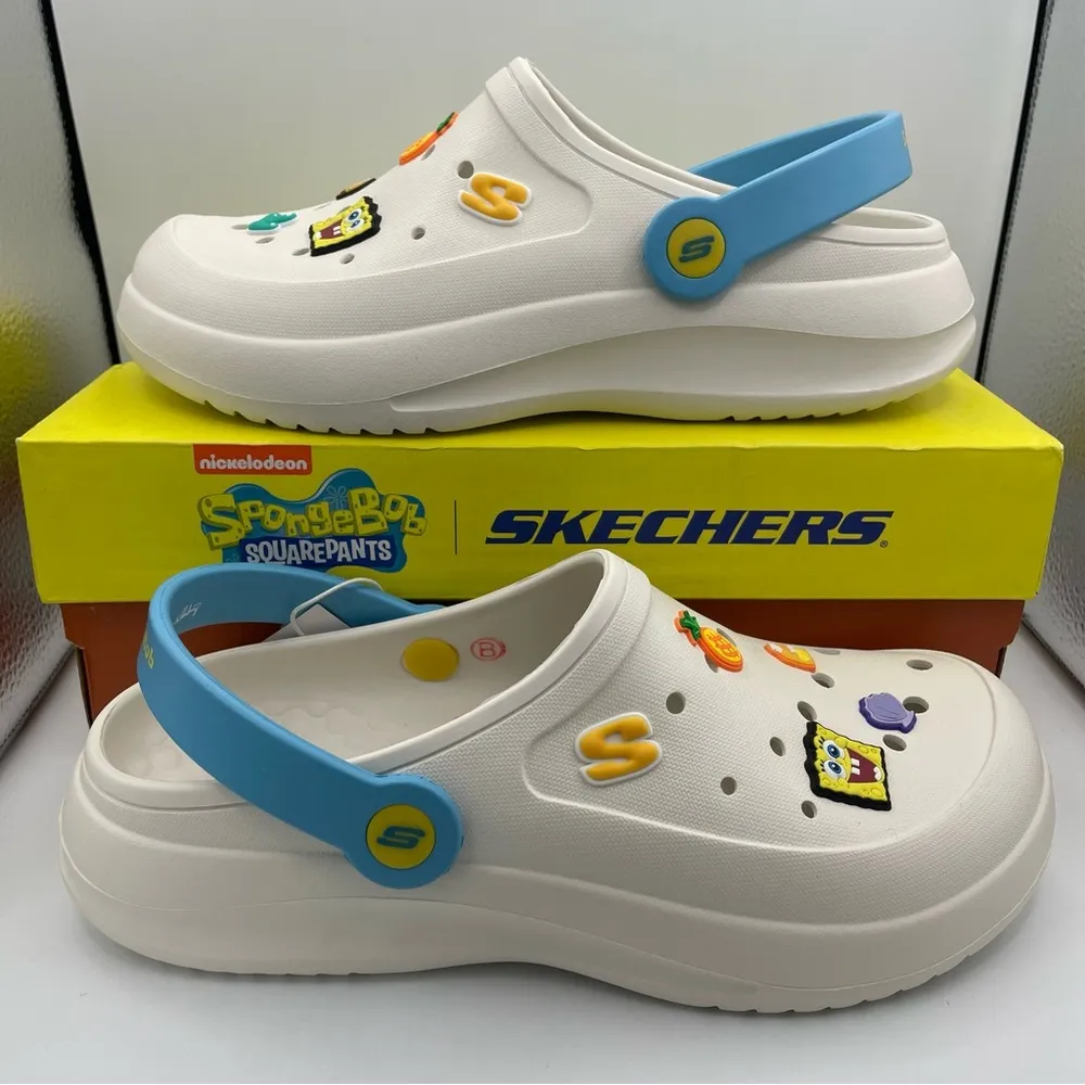 Skechers foamies clogs SpongeBob women’s size 8 white ivory - Image 2