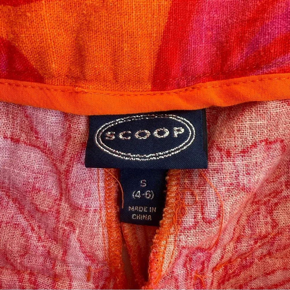 Scoop High Waist Wide Leg Red & Orange Printed Linen Blend S - Image 9