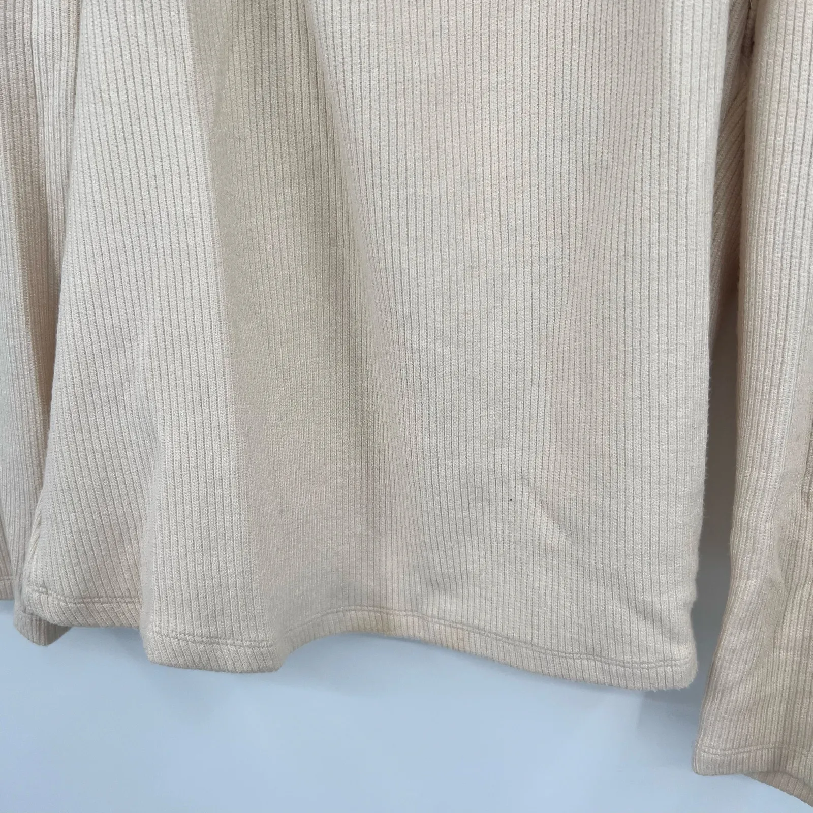 Anthropologie Long Sleeve Square Neck Top Ivory Cream Cozy Ribbed plus size 3X - Image 7