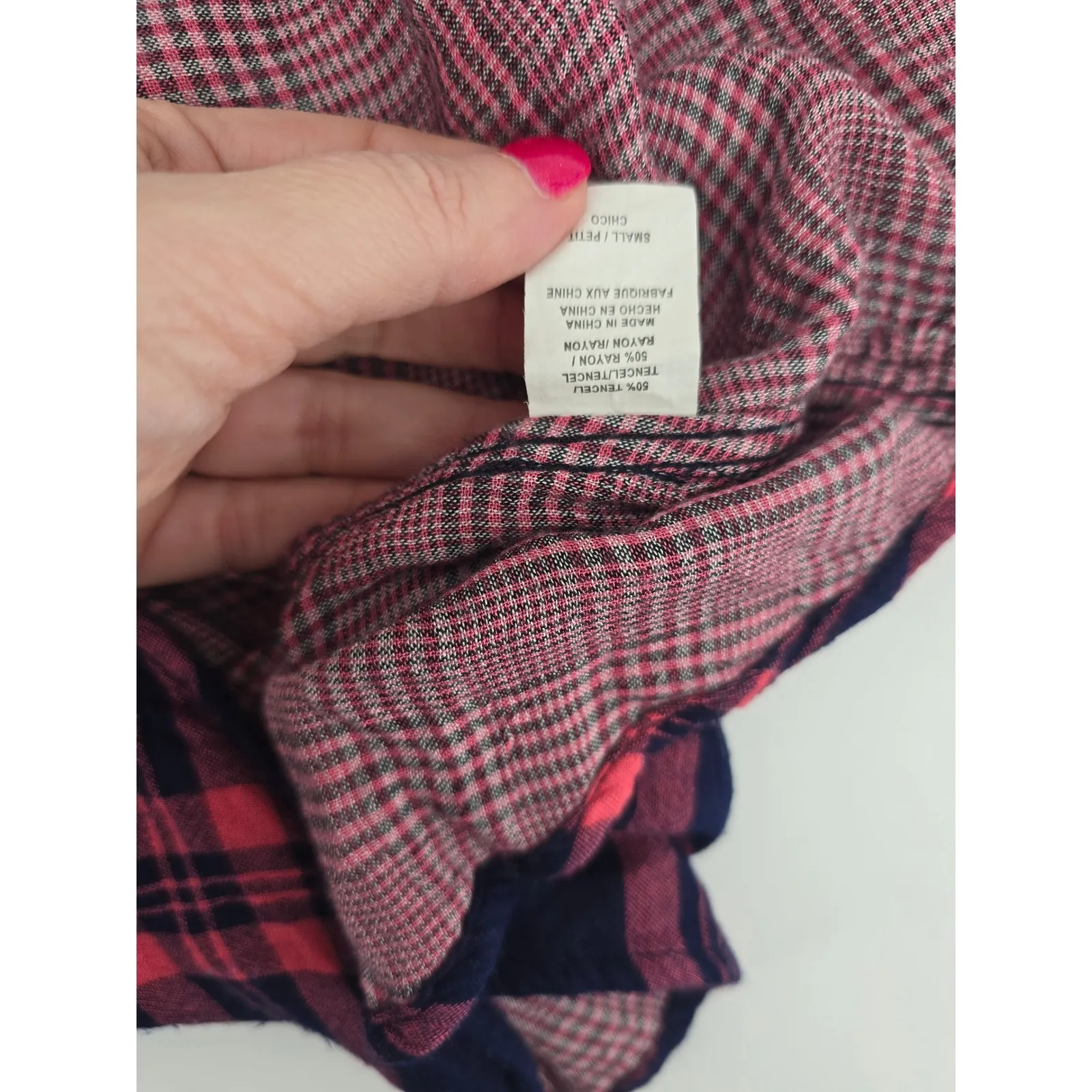 Rails Plaid Long Sleeve Button Down Shirt Navy Pink Size Small Soft - Image 6